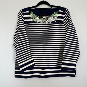 J. Crew Collection Embellished Striped Top